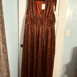 Sugarlips Rust Floral Maxi Dress
